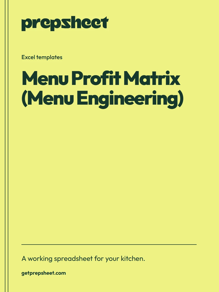 Menu Profit Matrix (Menu Engineering) — ChefSums Excel template